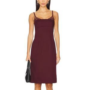 CLEA Arlet Dress Cabernet
Burgundy Lace Midi Dress crochet sheath Revolve $545 S